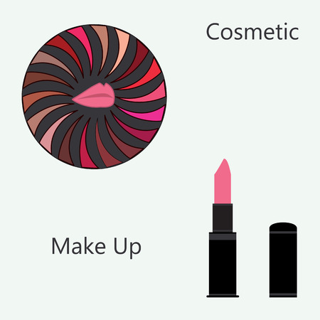 cosmetic pallet lipstick abstract and black lipstick pink color isolated art modern design element light backgroundのイラスト素材