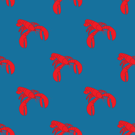Lobster red art abstract modern creative white background blue background patternのイラスト素材