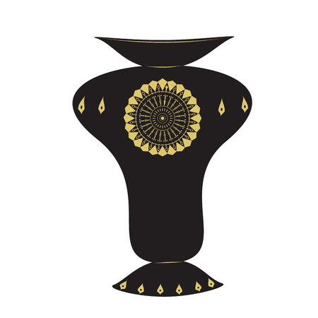 vase large black ornament design pattern golden color light backgroundのイラスト素材