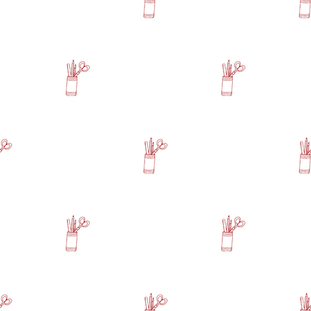 school pattern handicraft ink drawing sketch vector office itemsのイラスト素材