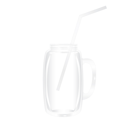 empty mug smoothie with straw for cocktails glass isolated on a white background for your beverage product advertising in cafes and restaurantsのイラスト素材