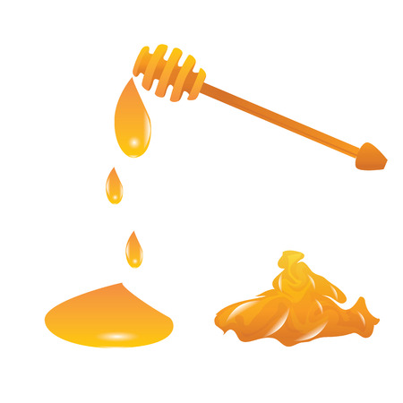 honey isolated on white stick to honey dropsのイラスト素材