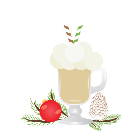 Christmas hot drink Egg Nog isolated on white background isolated on white backgroundのイラスト素材