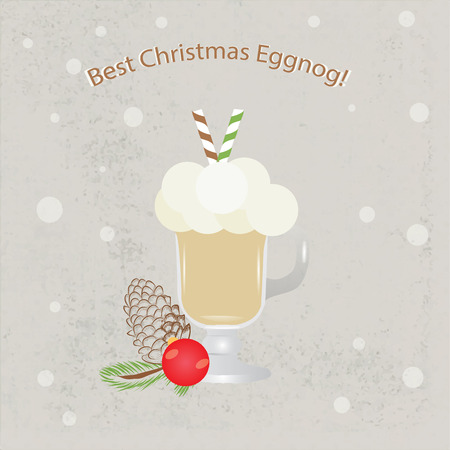 Christmas booklet Egg nog on a gray grunge background advertising hot drinks for cafes restaurants and marketsのイラスト素材
