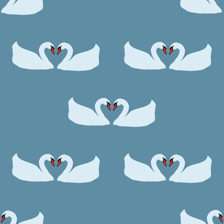 Two white swan on soft blue background art abstract creative modern vector patternのイラスト素材