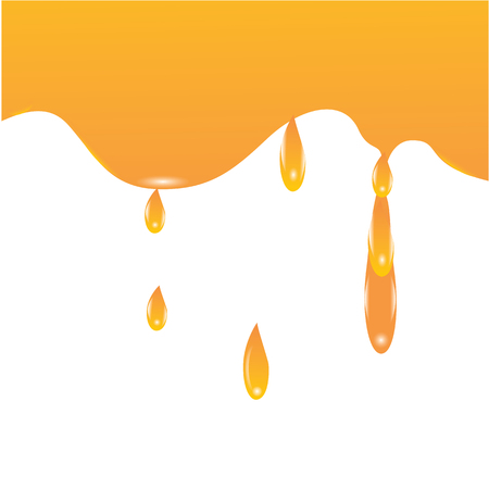 maple syrup, apricot peach honey dripping yellow splash isolated creative modern art illustration white background vector design elementのイラスト素材