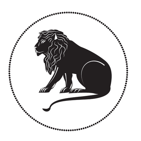 Leo black-white silhouette isolated vectorのイラスト素材