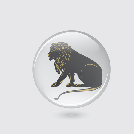 Leo icon glass round white background abstract art creative modern vectorのイラスト素材