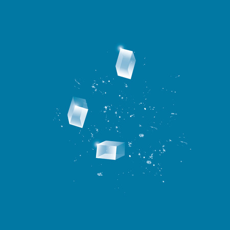 pieces of ice falling splash watercolor brush strokes isolated on a blue background art creative modern vector illustration element for designのイラスト素材