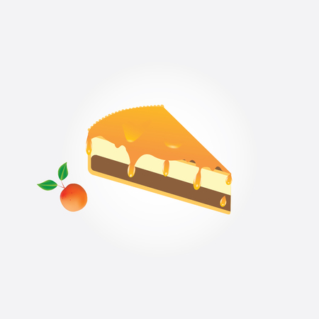 piece of cake with apricot jam isolated on a white background art creative vector design elementのイラスト素材