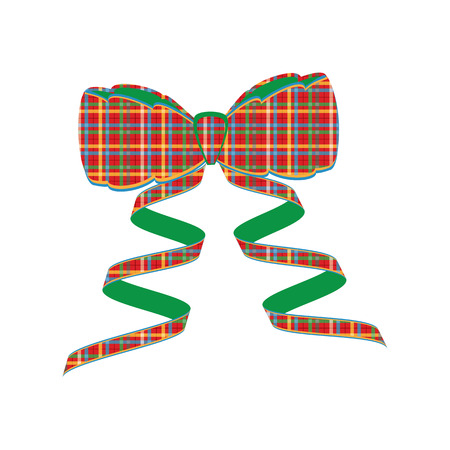 bow with ribbons bright red green cells isolated on white background art creative vector design elmentのイラスト素材