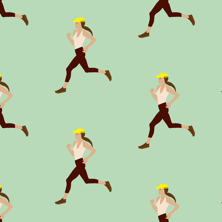 sporty woman running pattern vector illustration art creativeのイラスト素材