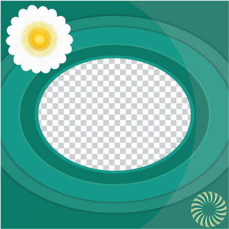 Background decorative green circles in the center empty space for information, original flower white daisy art creative modern vector. Element for designのイラスト素材