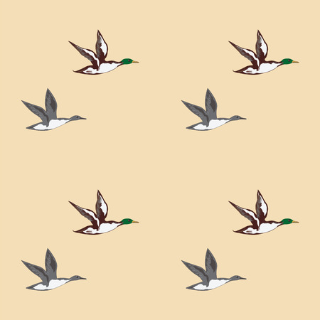 Pattern flying wild ducks light background art abstract creative modern vector illustrationのイラスト素材