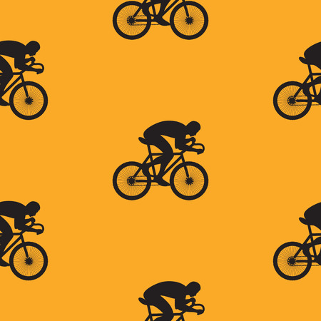 pattern bicyclist black silhouette on a yellow background art creative modern vectorのイラスト素材
