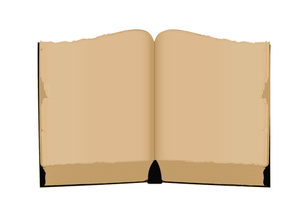 Old book with torn yellowed pages - isolated on white background - art creative modern vector.のイラスト素材