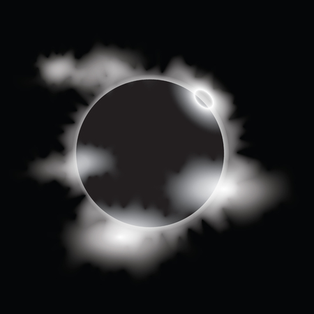 Eclipse of the sun - clouds - isolated on black background - art abstract creative illustration vectorのイラスト素材