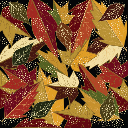 Autumn leaves colorful bright - completely close up black background - art creative abstract modern vectorのイラスト素材