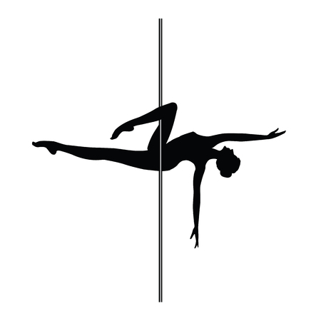 Sketch aerobics pole - woman - isolated on white background - art creative illustration vectorのイラスト素材
