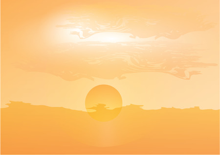 Sunny background, sunrise - sunset, - art abstract creative modern vector illustration. Poster travel.のイラスト素材