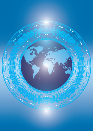 Globe futurism digital technology blue background - abstract art of creative modern illustrations. Vector illustrationのイラスト素材