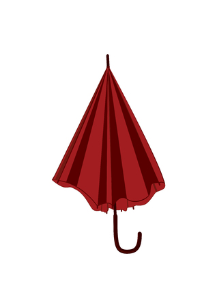 burgundy red half-open umbrella - isolated on white background - art creative vectorのイラスト素材
