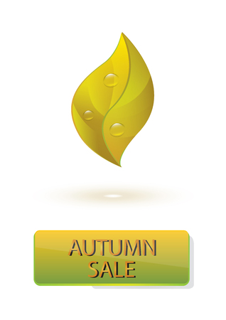 Autumn sale - yellow interesting leaf - isolated on white background - art vectorのイラスト素材