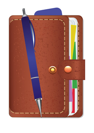 Notepad personal - organizer - and pen for writing - realistic - isolated on white background - art creative illustration vectorのイラスト素材