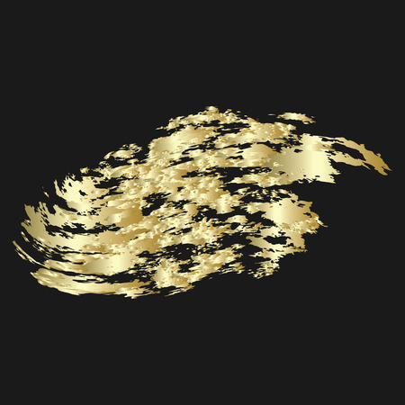Brush stroke, splash, isolated gilded on black background. Vector art illustration.のイラスト素材