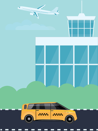 Airport, plane, taxi art creative vector illustration.のイラスト素材