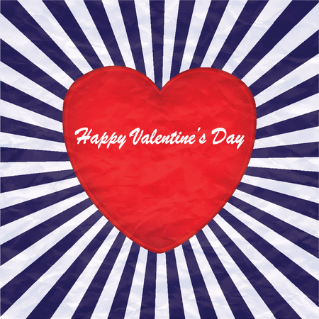 Compressed paper red heart, rays blue on a white background. Vector art illustration. Valentine's Day.のイラスト素材
