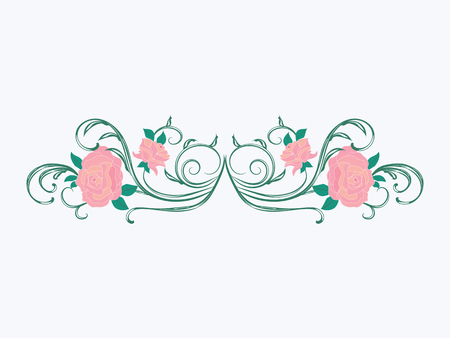 Roses pink on stem - decorative element for design - isolated on white background - Vector illustrationのイラスト素材