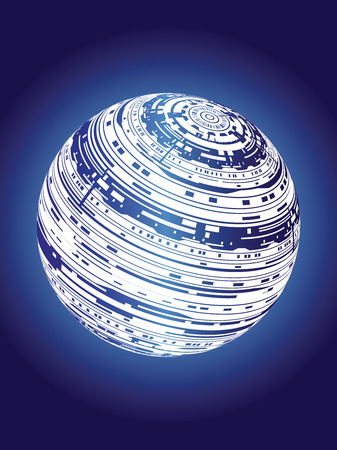 Balloon with information symbols on a blue background - art vector illustration. Technology and engineering concept.のイラスト素材