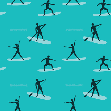 Pattern - a water sport, surfing silhouettes. Vector illustration.のイラスト素材