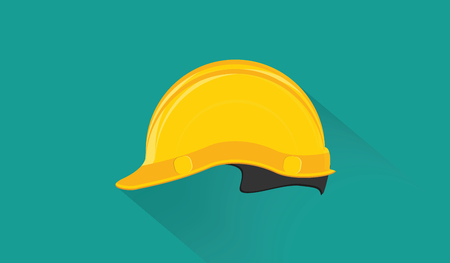 Yellow construction helmet - on a colored background with a long shadow - art vector.のイラスト素材