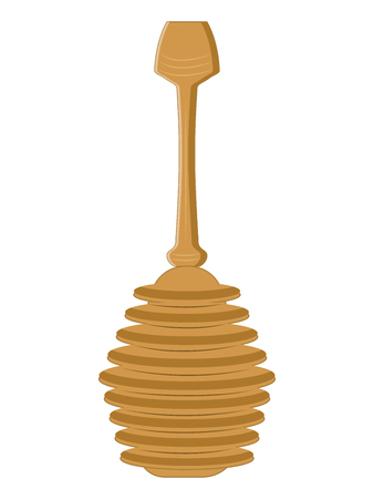 Honey wooden ladle - isolated on white background - flat style - vector. Natural Product Conceptのイラスト素材