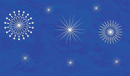 Winter abstract blue background with snowflakes - flat style - art vectorのイラスト素材