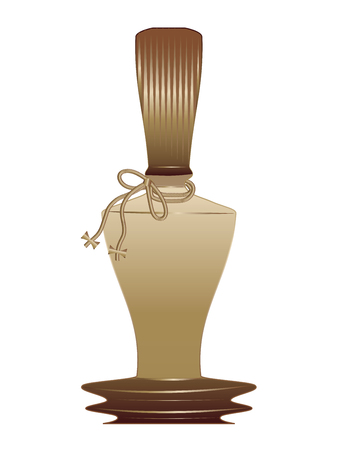 Perfume bottle with original decoration - golden gradient - isolated on white background - vectorのイラスト素材