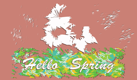 Hello Spring - original bright abstract background - flat style - vector artのイラスト素材