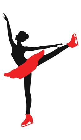 Skater - woman dances on skates - isolated on white background - vector. Winter sportsのイラスト素材