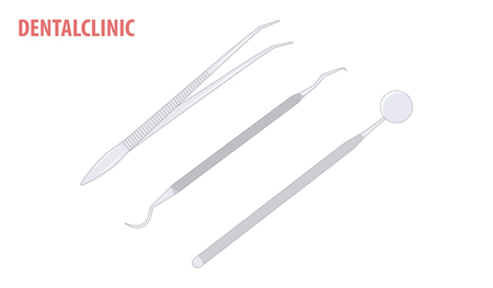 Dental instruments - isolated on white background - flat style - vector.のイラスト素材