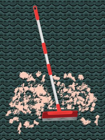 Brush to collect debris from the carpet - abstract dark background - flat style - vectorのイラスト素材