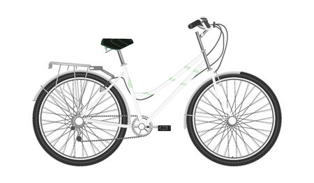Bicycle with white frame, female, urban - isolated on white background - flat style - vectorのイラスト素材