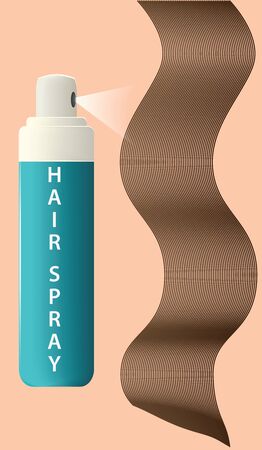 Hairspray and abstract curl - flat style - vector. Hair careのイラスト素材