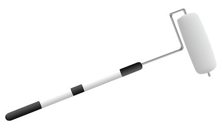 Paint roller with plastic handle, realistic - isolated on white background - flat style - vectorのイラスト素材