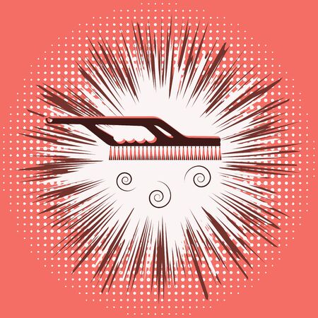 Brush - on abstract coral background - flat style - vector. Cleaning serviceのイラスト素材