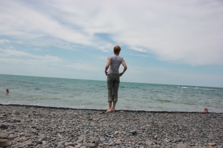 woman near the seaの写真素材