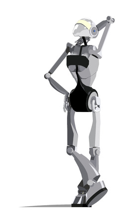 Vector illustration of android girl  Solid fill only  No gradients, gradient mesh のイラスト素材
