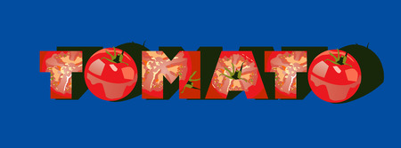 Illustration of âtomato â inscription made of tomatoes  Simple gradients only - no gradient mesh のイラスト素材