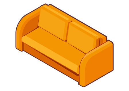 Vector illustration of isometric view of a sofa. Contrast outline. Can be used as icon for games and mobile apps or advertisement.のイラスト素材